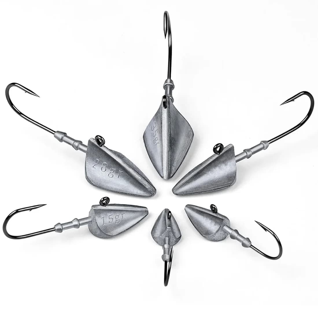 Jig glava trokuta s dugom udicom, 7g-33g, 5 kom