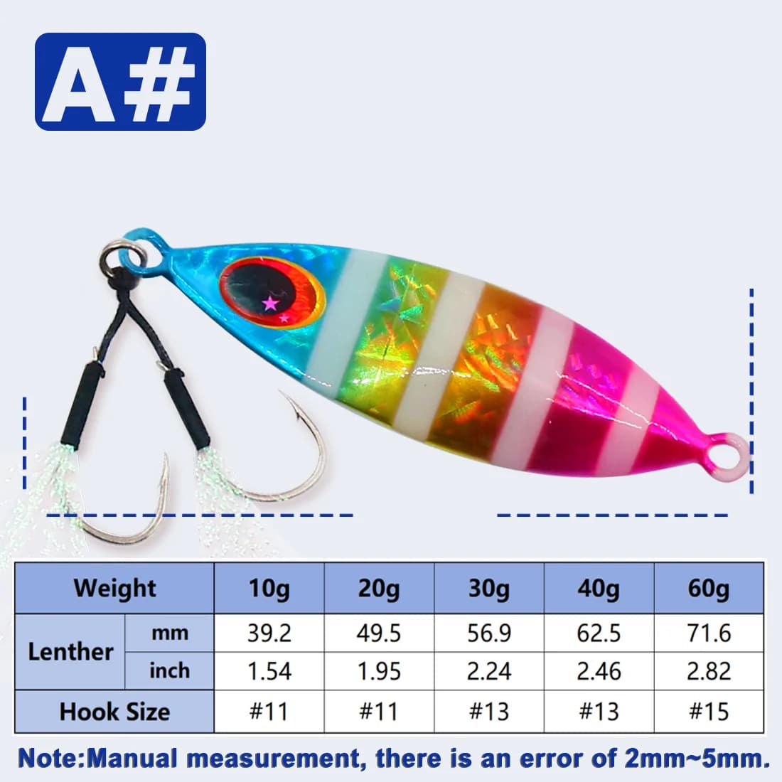 Metalni mamac za jigging u slanoj vodi, 5-20g